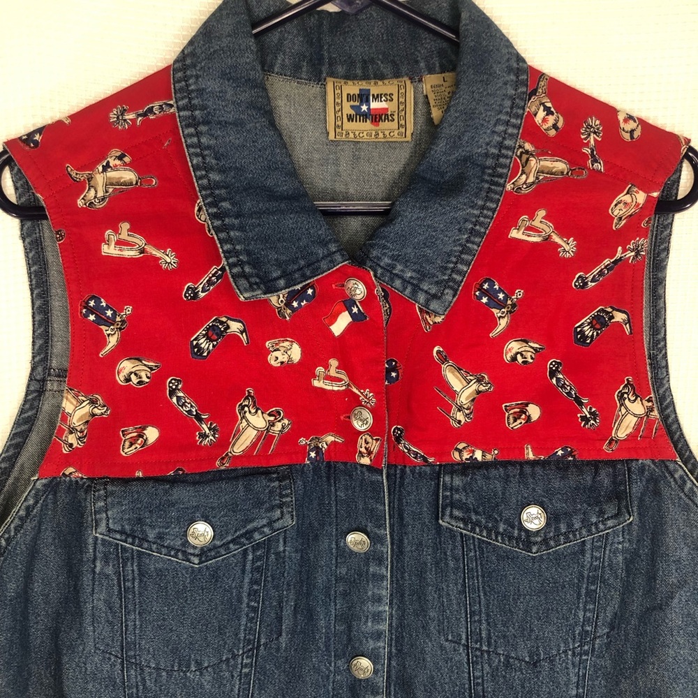 Don’t Mess with Texas Western Denim Vest Size LG